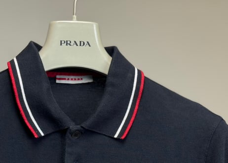 prada logo long sleeve polo shirt