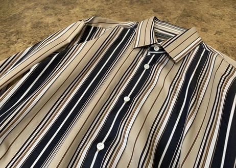 salvatore ferragamo stripe shirt black×beige