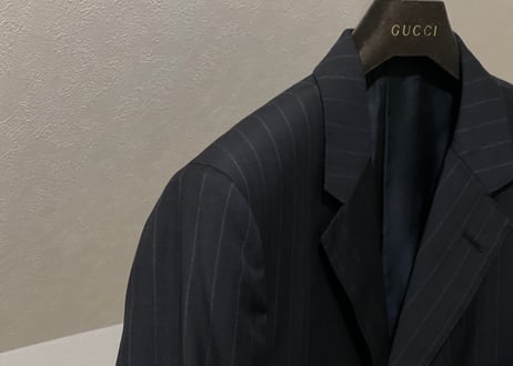 gucci set up suit navy stripe