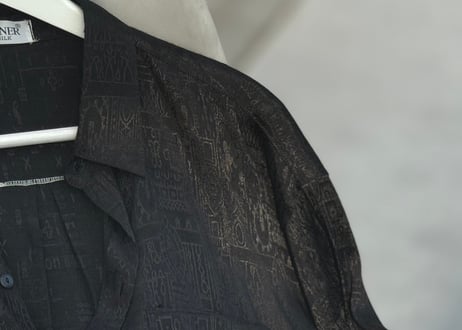 90s "総柄" silk shirt