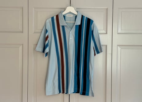 yves saint laurent stripe polo shirt blue