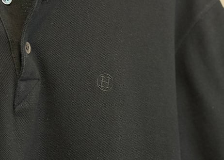 hermes "H" logo black polo shirt