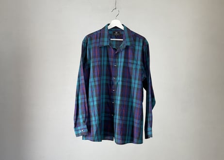 80-90s givenchy  made in italy over size check shirt