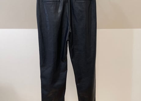 fake leather  tack wide pants