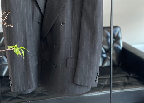 saint laurent dark gray doubole stripe set up suit