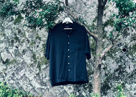 90s silk open collar shirt