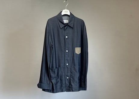 maison margiela leather denim shirt jacket dead stock
