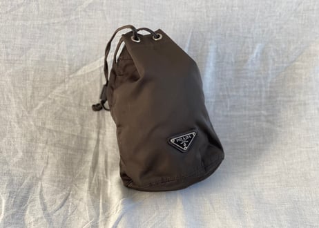 prada nylon "巾着" bag khaki