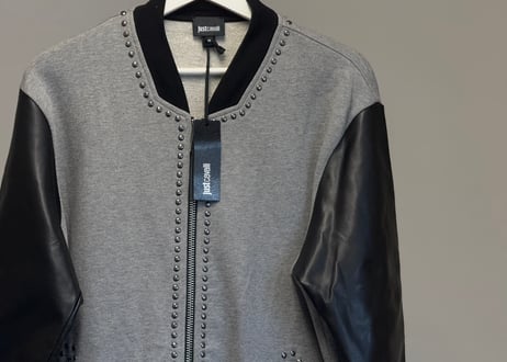 just cavalli studs leather switch jackert dead stock