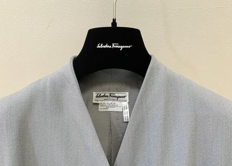 salvatore ferragamo no collar double jacket gray