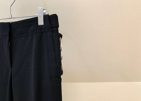 louis vuitton side silver button trousers black