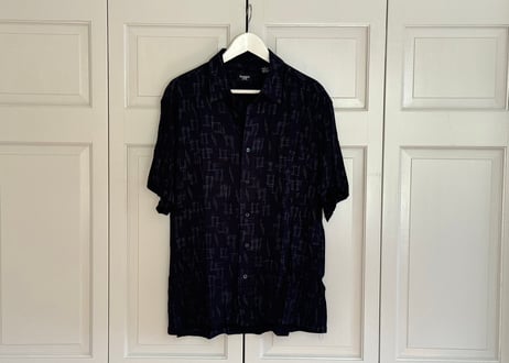 90s open collar rayon shirt
