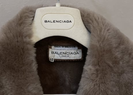 80s balenciaga made in belgium leather fur coat