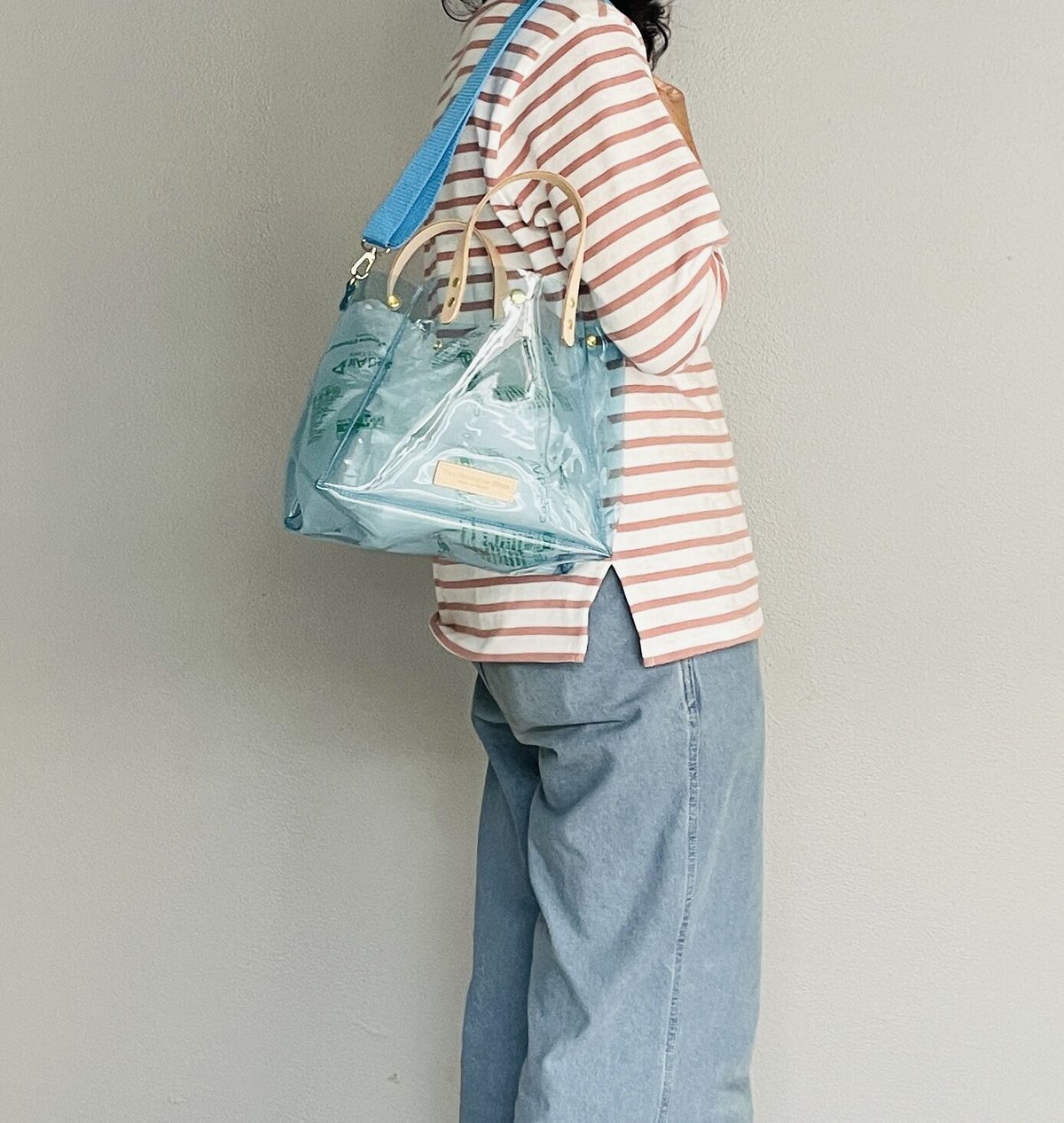 再販>色付PVCクリアバッグ(トートL) クリアブルー | TheContainerShop