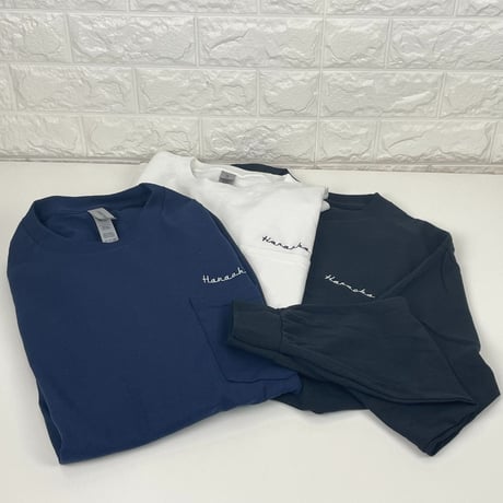 Hanaoka-ポケット付ロゴ長袖Ｔシャツ 【ブラック】