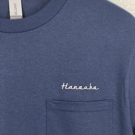 Hanaoka-ポケット付ロゴ長袖Ｔシャツ 【ネイビー】