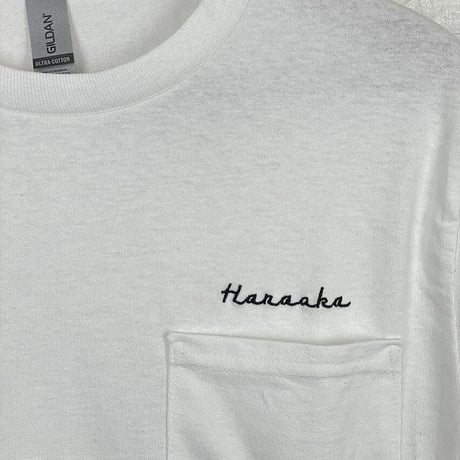 Hanaoka-ポケット付ロゴ長袖Ｔシャツ 【ホワイト】