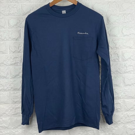 Hanaoka-ポケット付ロゴ長袖Ｔシャツ 【ネイビー】