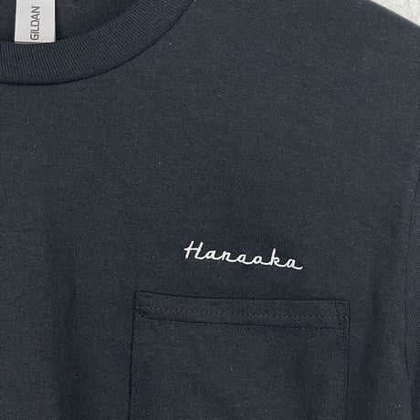 Hanaoka-ポケット付ロゴ長袖Ｔシャツ 【ブラック】