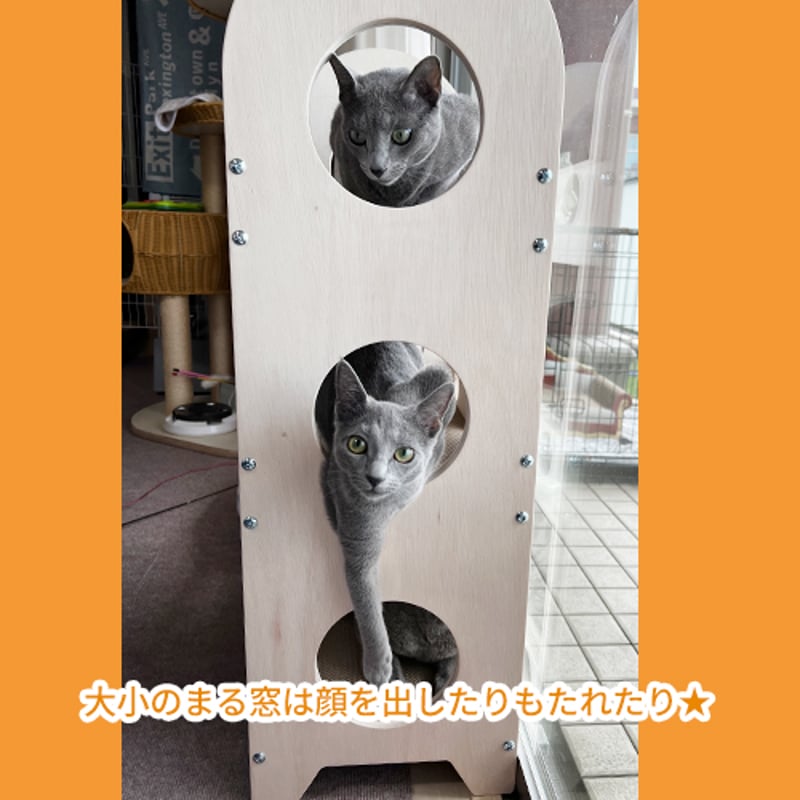 爪とぎ猫ベッド 無垢3段 | フクネコ倶楽部