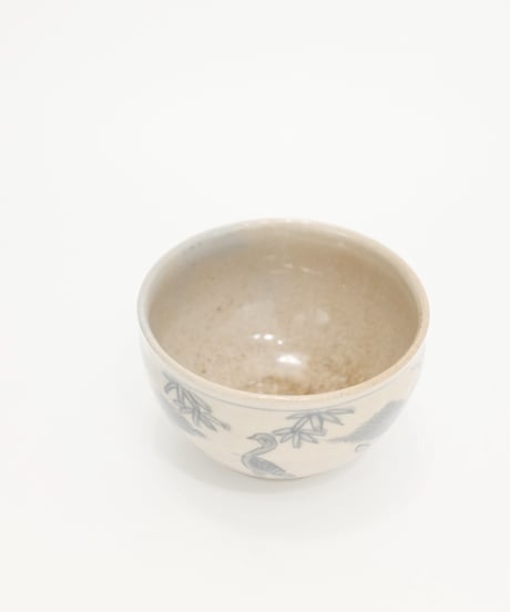 犬山焼　花鳥紋茶碗　明治大正頃
