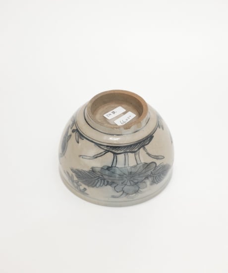 犬山焼　花鳥紋茶碗　明治大正頃