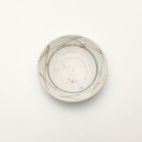 くらわんか　豆皿（5枚）白抜き　雪輪紋　裏：折れ松葉 くらわんか 豆皿（5枚）白抜き 雪輪紋 裏：折れ松葉