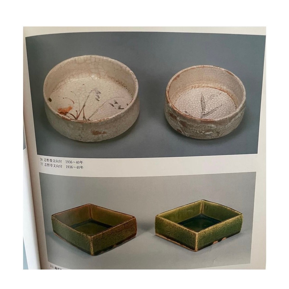 北大路魯山人作 唐津焼 野草文 平向 二客 共箱 D R5337