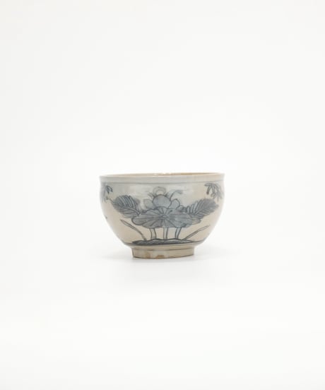 犬山焼　花鳥紋茶碗　明治大正頃