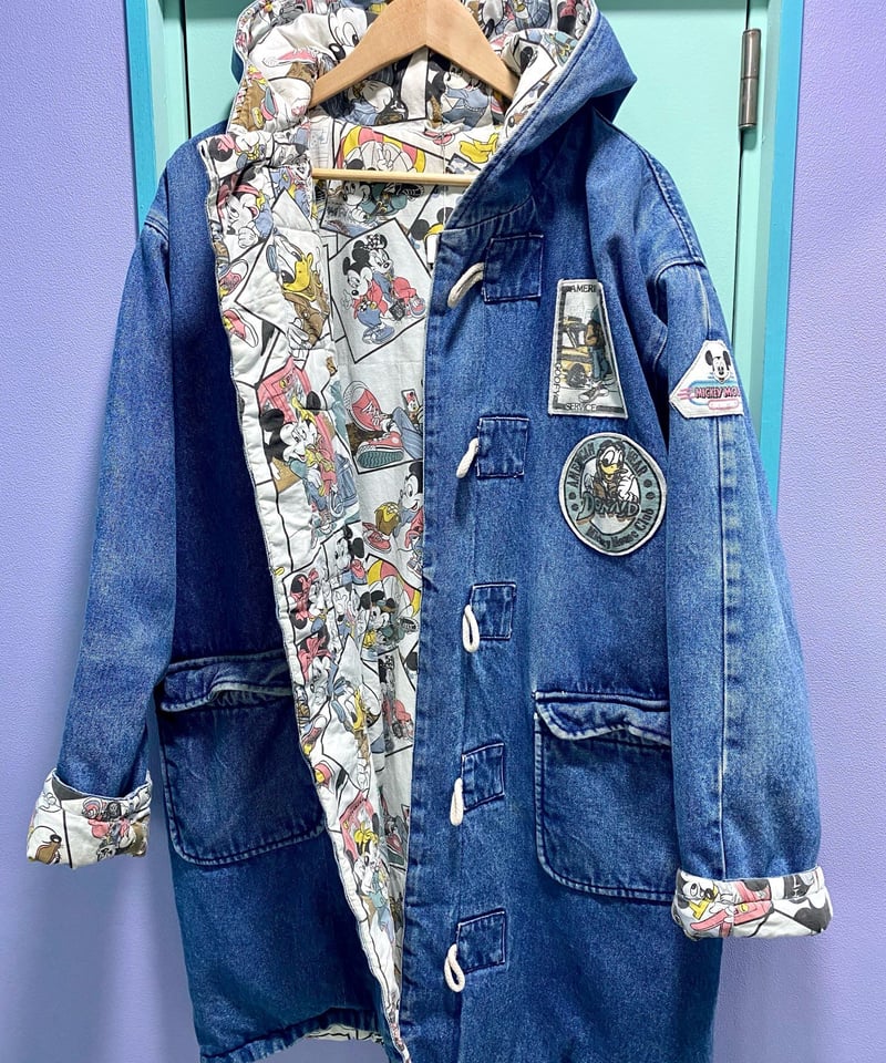big denim jacket スクルージ デニムジャケット Disney 80s Disney／fabric denim duffle coat | 古着屋 BIG B