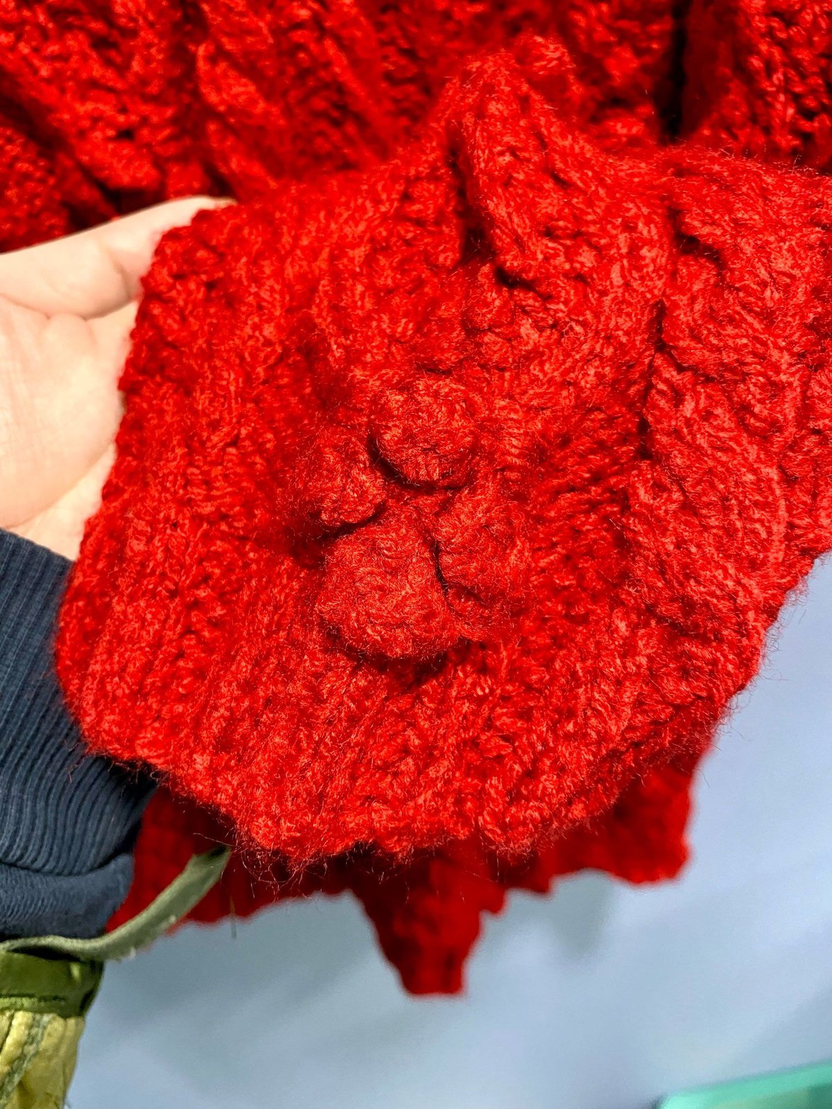 vintage お花 ニットカーディガン vintage／お花の赤ニットカーディガン | 古着屋 BIG BABY