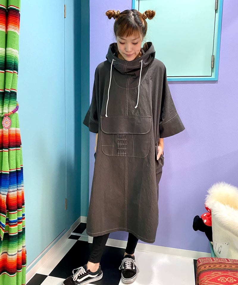 委託／ステッチワークパーカーワンピース(スミクロ) | 古着屋 BIG BABY