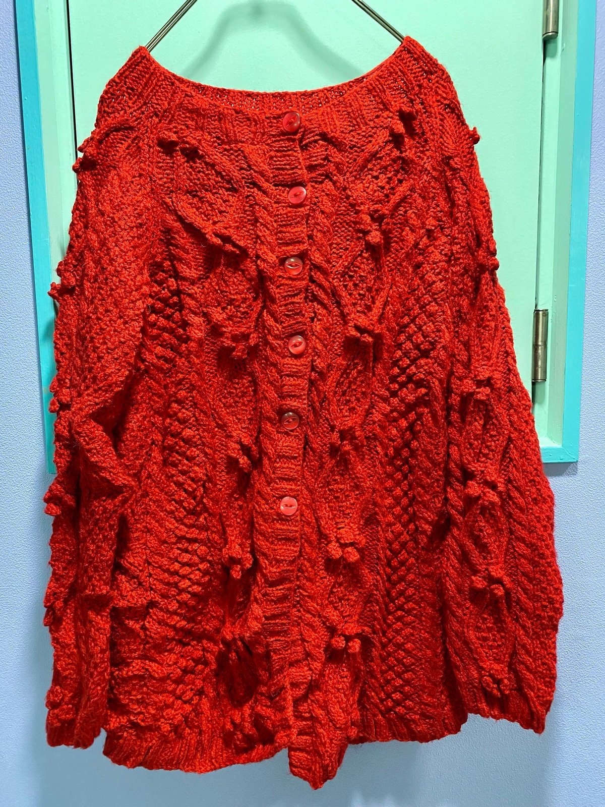 vintage お花 ニットカーディガン vintage／お花の赤ニットカーディガン | 古着屋 BIG BABY