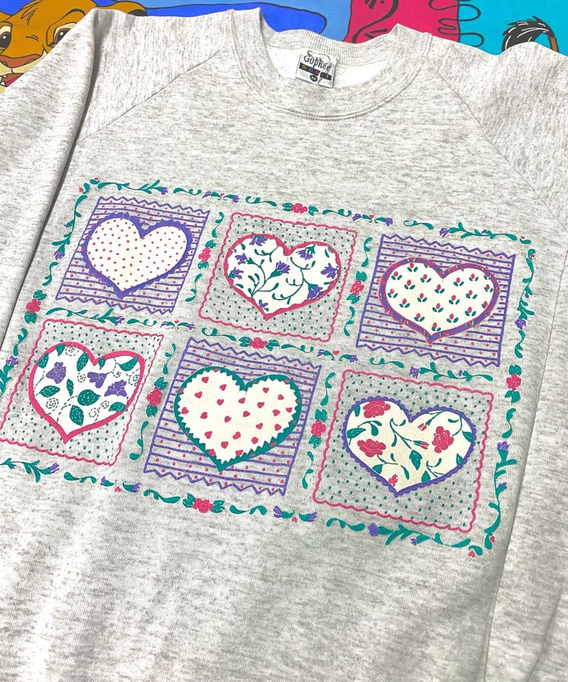 USA製／jerseys ハート柄発泡プリントスウェット | 古着屋 BIG