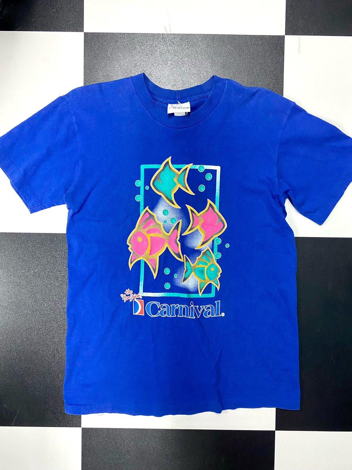 90S ポケT ハンドペイント 手描き 魚Tシャツ 古着 XL 黒ボディ 釣り 90S POCKET T-SHIRT Handpaint Fish T-shirt【XL】 | drop by