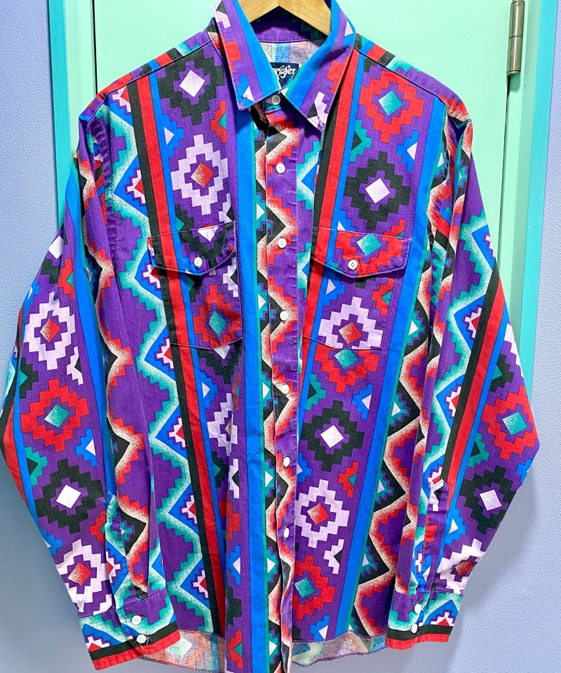 wrangler 80s 総柄シャツ 楽天市場】古着 ラングラー Wrangler 80s 紺タグ ヴィンテージ