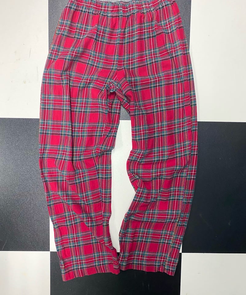 BILVIE 赤チェック ジッパー付き 七分丈 パンクロックパンツ 古着屋購入 Bontage zip pants | R-birth