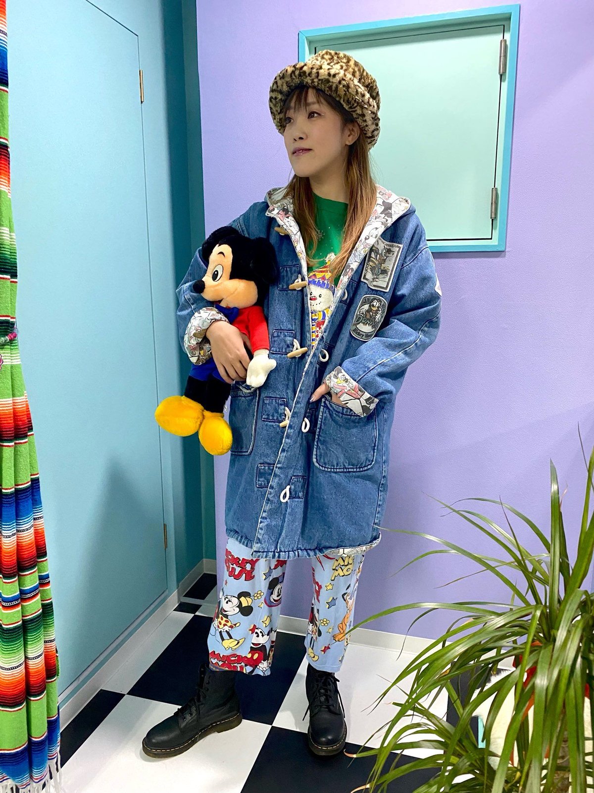 80s Disney／fabric denim duffle coat | 古着屋 BIG B