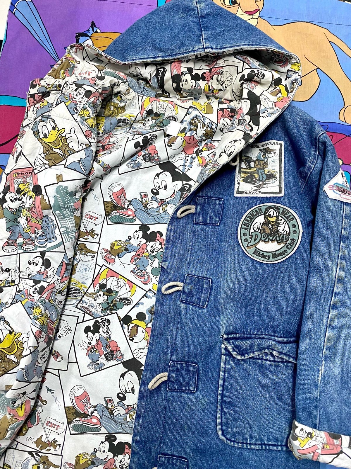 80s Disney／fabric denim duffle coat | 古着屋 BIG B