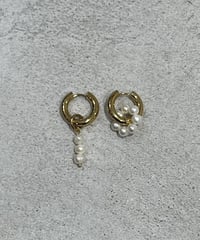 [ピアス]　アシメパール（素材：ステンレス）