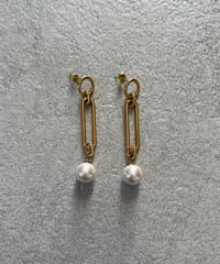 [ピアス] ロングチェーンパール（素材：ステンレス）