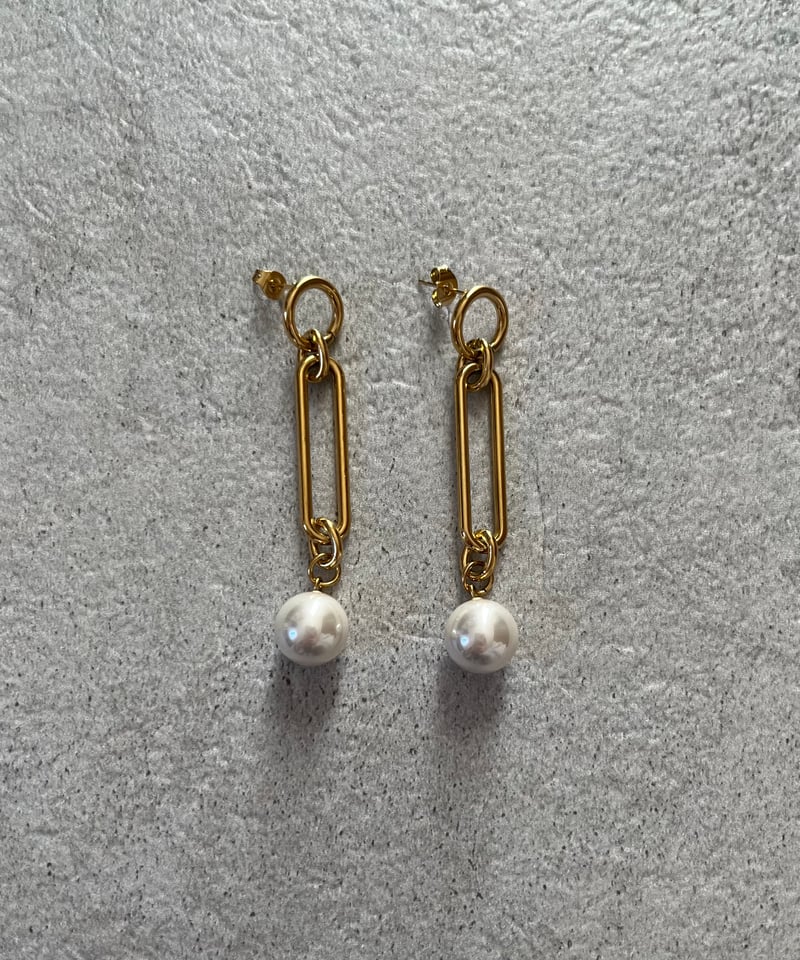 ピアス] ロングチェーンパール（素材：ステンレス） | auca's STORE