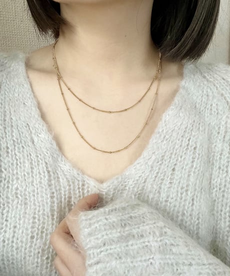 [ネックレス] レイヤードタイニーボール（素材：ステンレス）