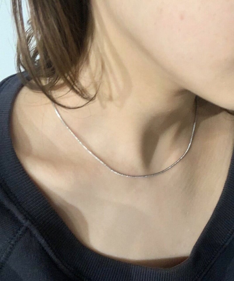 ネックレス] 1mm スネークショートシルバー（素材：ステンレス