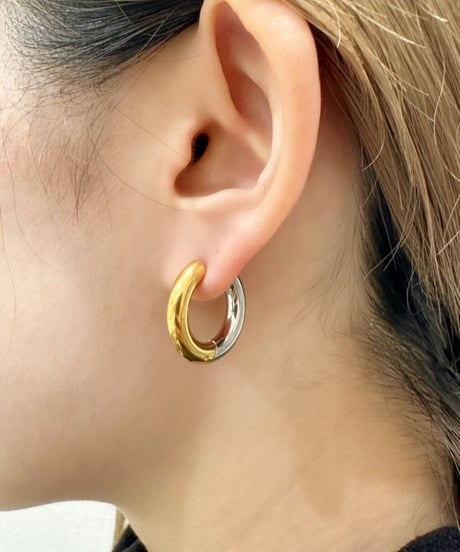 [ピアス] ダブルカラー（素材：ステンレス）