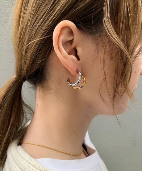 [ピアス] ダブルカラーライン（素材：ステンレス）