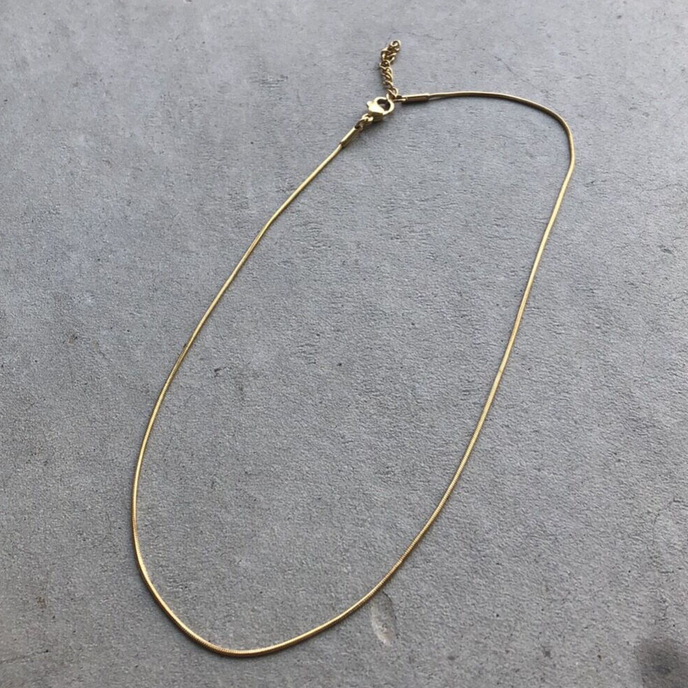 ネックレス] 1mm スネークゴールド（素材：ステンレス