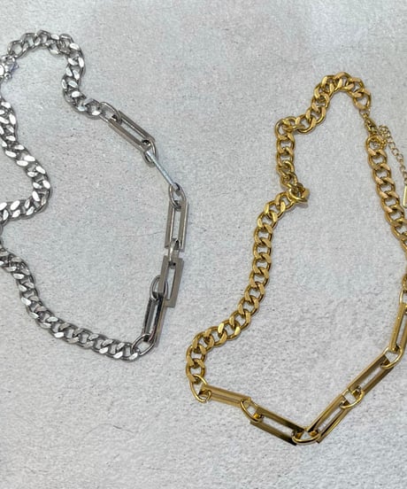 [ネックレス] アシンメトリーチェーン（素材：ステンレス）