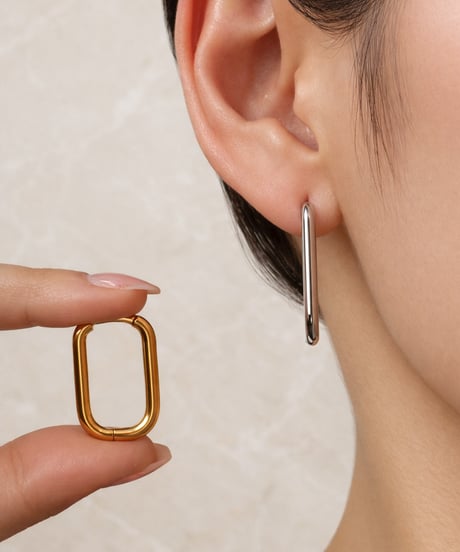 [ピアス] ロングフープ（素材：ステンレス）
