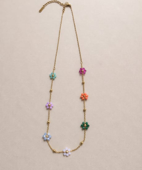 [ネックレス] パステルフラワーチェーン（素材：ステンレス）